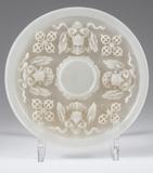 Chinese Grayish-White Jade Cup Stand, 20th Century