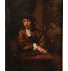 Oil on canvas Portrait of an Artist from the Circle of Caspar Netscher (Heidelberg 1639-1684 The Hague, the Netherlands).  The half-length portrait is signed “Netscher f”.