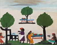 This original oil on board folk art rendering by Clementine Hunter will be sold at auction Feb.  15-16 in New Orleans.