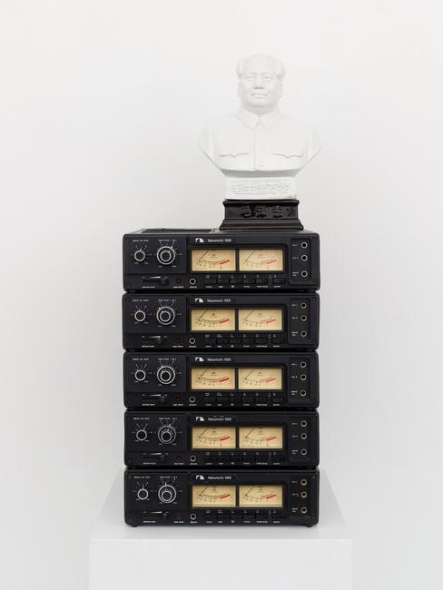 Terry Adkins (American, 1953–2014).  Darkwater Record, 2003–8.  Porcelain and five Nakamichi 550 cassette recorders playing “Socialism and the American Negro” by W.  E.  B.  Du Bois, 31 x 12 x 14 in.  Artwork © 2019 The Estate of Terry Adkins / Artists Rights Society (ARS), New York.  Image © The Estate of Terry Adkins / Lévy Gorvy