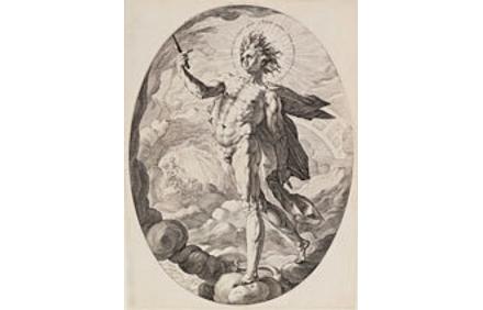 Hendrick Goltzius (the Netherlands, 1558–1617), Apollo, 1588.  Engraving.  Lent by Kirk Edward Long 