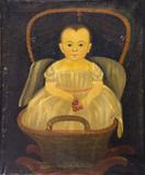 Prior-Hamblin School, Baby with Cherries in Cradle, circa 1835-1845.  Estimate: $25,000 - $50,000.  