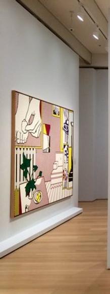 Installation view of the Edlis/Neeson Collection at Art Institute of Chicago, showing works by Jasper Johns (center) and Roy Lichtenstein (left).