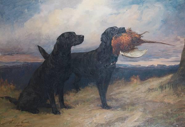 Artist Maud Earl painted works for Queen Victoria and Queen Alexandra.  Her painting by Maud Earl shows the black Labrador Peter of Faskally, father of 32 field trial champions and the original blood line for all present day Chocolate Labradors.