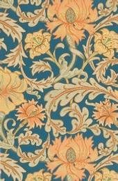 Arts and Crafts style floral paper.  Block printed.  1880-1900.