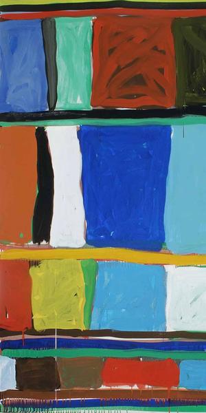 Stanley Whitney, American, born 1946; “Out into the Open”, 1992; (unframed) acrylic on canvas; unframed: 53 1/2 × 60 inches; Saint Louis Art Museum, The Thelma and Bert Ollie Memorial Collection E14521.79 © Stanley Whitney