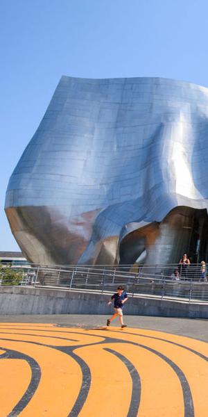 MoPOP is housed in a 140,000 square foot Frank O.  Gehry-designed building.  