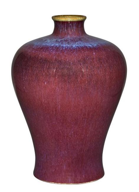 Chinese Flambe Glazed Porcelain Meiping, Qianlong Seal Mark and of the Period.  Height 12 inches.  Est.  $12,000-15,000.  Lot 45.