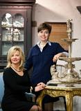 Garth’s co-owner & President, Amelia Jeffers(standing right) and Gemologist/Appraiser Lisa Darke pose in Garth’s gallery with the monumental English silver centerpiece to sell February 4 (estimate $12,000-$18,000).  On January 31st, the duo is hosting a girl’s night out at Garth's called “Bling & Beverages”, to introduce retail buyers to the benefits of buying at auction and allow extended preview hours of the Feb.  3-4 sales.  Email amelia@garths.com for complimentary tickets.