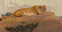 Bob Kuhn’s “Resting Cat”, a 22 x 42 acrylic on board estimated at $250,000-$300,000