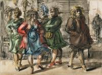 Reginald Marsh (1898–1954) New York City Women.  Tempera and watercolor on paper, 22 5/8 x 31 3/8 inches.  Questroyal Fine Art.