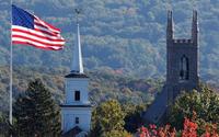 View of steeples in Newtown, Conn.