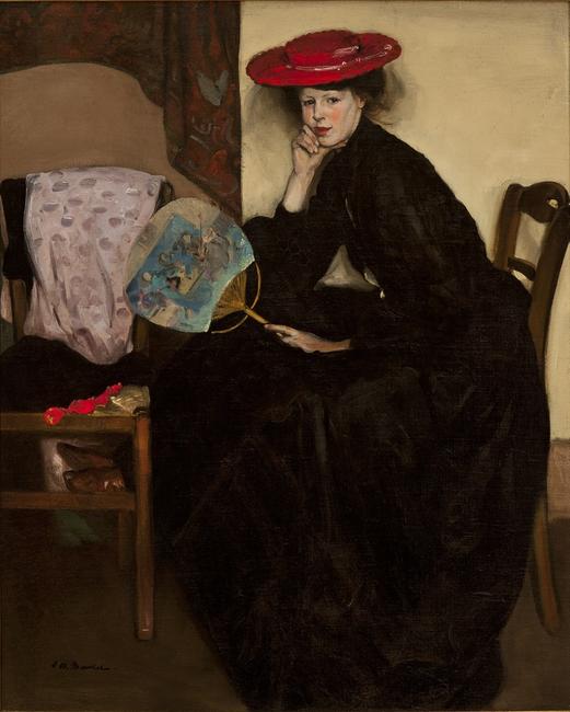 Alfred Maurer, Model with a Japanese Fan (Jeanne), c.  1902-1904, oil on canvas, Karen and Kevin Kennedy Collection