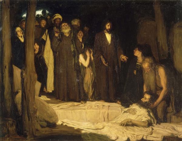 Henry Ossawa Tanner (1859-1937) The Resurrection of Lazarus, 1896.  Oil on canvas, 95 x 121.5 cm.  Musee d'Orsay, Paris, France, Inv.  RF1980-173.  