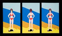 Marjorie Strider (b.  1934) Bikini Triptych, 1960 Acrylic on canvas 28 x 16 inches (each) 33 5/8 x 57 1/4 inches (framed) from Hollis Taggart 