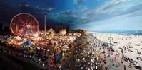 Stephen Wilkes, Coney Island, Day To Night, 2011.  Digital C-print, 40 x 80 inches.