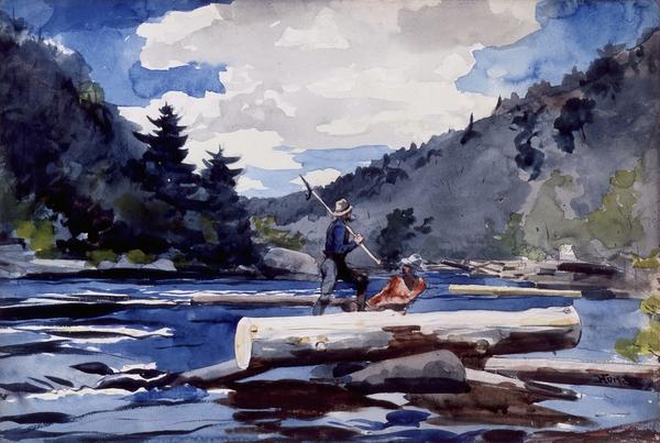 Winslow Homer Hudson River, Logging, 1891/1892 watercolor over graphite on wove paper Overall: 35.6 x 52.4 cm (14 x 20 5/8 in.) framed: 55.9 x 71.1 cm (22 x 28 in.) National Gallery of Art, Corcoran Collection (Museum Purchase)