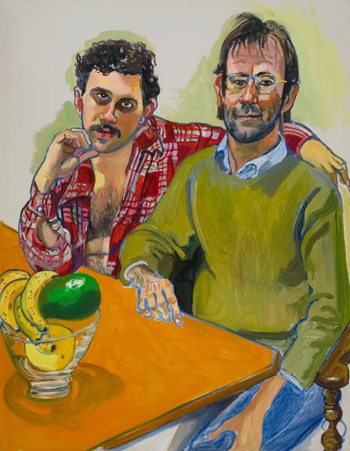 Alice Neel (America, 1900-1984).  Geoffrey Hendricks and Brian, 1978.  Oil on canvas.  San Francisco Museum of Modern Art, Purchase, by exchange, through an anonymous gift.  © The Estate of Alice Neel