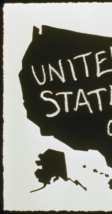 Scott Grieger, United States of Anxiety, 33.5" x 46", chalkboard paint on paper, 1995