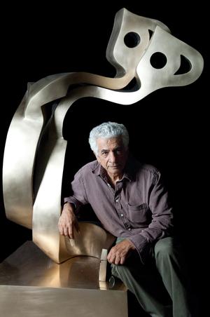 Parviz Tanavoli with his Heech Lovers, 2007.  Bronze sculpture.  Private Collection.  Courtesy of the artist.  