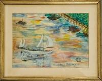 One of two watercolors, done in 1960 by John F.  Kennedy, before he became President.