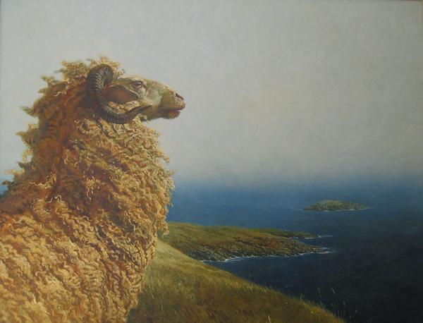 James Wyeth, Islander, 1975, Oil on canvas, 34 x 44 3/8 inches, Collection of the Farnsworth Art Museum