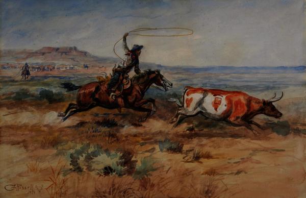 Charles Marion Russell (1864–1926), Roping a Steer, 12 x 18”, watercolor and pencil on paper, estimated $250,000–350,000