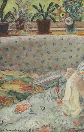 Frederick Carl Frieseke (American, 1874–1939), “Girl Sewing (The Chinese Robe),” 1931.  Oil on canvas.  Georgia Museum of Art, University of Georgia; Museum purchase with funds provided by the Chu Family Foundation.  GMOA 2015.316