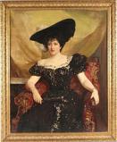 An oil-on-canvas portrait of Lady Randolph Churchill by John Singer Sargent.