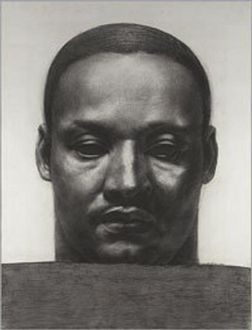 Martin Luther King, Jr., 1981.  John Woodrow Wilson, American.  Charcoal on cream wove paper Sheet: 38 1/8 x 29 7/16 inches (96.8 x 74.8 cm).  125th Anniversary Acquisition.  Purchased with funds contributed by the Young Friends of the Philadelphia Museum of Art in honor of the 125th Anniversary of the Museum and in celebration of African American art, 2000 2000-34-1