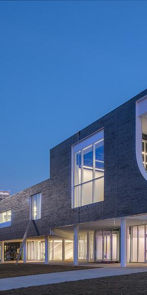 The north-west corner of the Moody Center for the Arts