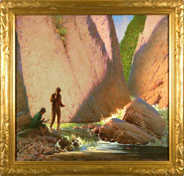 Frank Vincent Dumond (1865-1951), "Canyon Pool", ca.  1940 Oil on canvas, 28 1/2 x 30 in., signed 