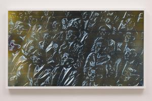 Matthew Brandt, LCD 55.2, 2015, plastic resin on plastic with polarization lenses in LED lightbox frame, 27-1/4 x 48-1/4, 2-3/4 inches, unique