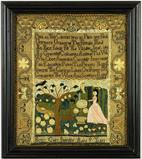 Fine and Rare Needlework Sampler, Betsey Gail, Marblehead, Massachusetts, circa 1790, Betsy Gail.  Est.  $60/80,000