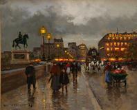 Oil on canvas, Parisian street scene by French artist Edouard Cortes (est.  $30,000-$40,000).