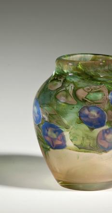 morning glory blown-glass vase by Tiffany Studios, which won a first place award at the 1914 Salon of the Société des Artistes Français in Paris.  It will be featured in a new installation of Tiffany art glass opening at the Morse Feb.  9.  