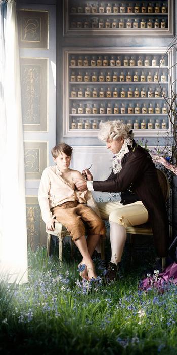 The birth of vaccines: Photographer Alexia Sinclair portrays Dr.  Edward Jenner giving John Phipps the world's first vaccine, for smallpox, in 1796.