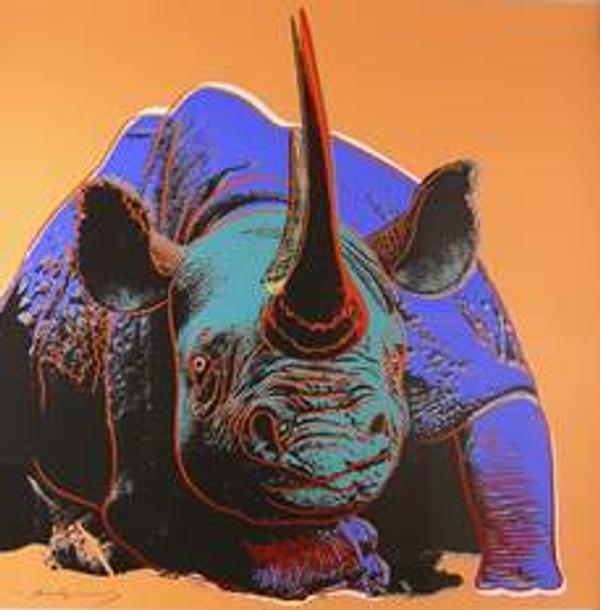 Black Rhinoceros, Endangered Species Portfolio, 1983, silkscreen print on Lenox museum board, Andy Warhol, Columbus Museum Purchase 1983.33