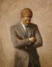 Posthumous official presidential portrait of U.S.  President John F.  Kennedy.  Signed "Shikler '70"