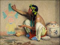 EANGER IRVING COUSE (1866-1936) Kachina Painter (1917) oil on canvas 35 x 46 inches signed l.l.  Estimate: $800,000-1,200,000