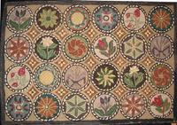 Compasses, floral in circles, rug, Maine, 