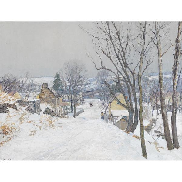 EDWARD WILLIS REDFIELD (AMERICAN 1869-1965) "THE ROAD TO CENTRE BRIDGE" .  Signed 'E.W.  Redfield' bottom left, oil on canvas.  38 x 50 in.  (96.5 x 127cm).  Estimate $150,000-250,000 