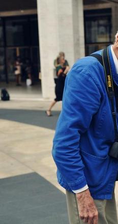 Bill Cunningham at Fashion Week photographed by Jiyang Chen