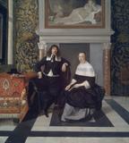 Portrait of a Man and Woman in an Interior, painted about 1666, by Eglon van der Neer (Dutch, 1634–1703).  Oil on panel.  Museum of Fine Arts, Boston.  Seth K.  Sweetser Fund.