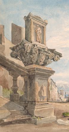 Thomas Hartley Cromek (1809–1873), The Via Sistina and the Palazzo Zuccaro from the Trinità dei Monti.  Gift of the Fellows.  The Morgan Library & Museum.