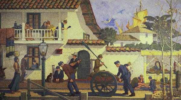 "Old Monterey" (mural detail), Henry Alderton, 1925