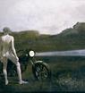 Above: Andrew Wyeth, Man and the Moon, 1990; egg tempera on Renaissance panel, 30 1/8 x 48 inches; Kemper Museum of Contemporary Art, Promised Gift of the Enid and Crosby Kemper Foundation PG2000:ECK3