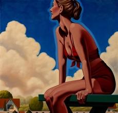 Kenton Nelson, Pine Table, 2017.  Oil on Canvas, 36 x 26 inches 