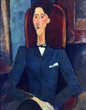 Amedeo Modigliani, Italian, 1884–1920: Jean Cocteau, 1916–17.  Oil on canvas, 100.4 x 81.3 cm.  The Henry and Rose Pearlman Collection on long-term loan to the Princeton University Art Museum.  