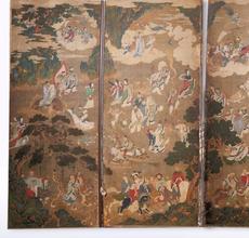 Ten-fold Chinese-subject Court Screen, Kangxi period, 18th century, 17 ft.w x 6.25h ft